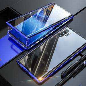 Magnetisch dubbelzijdig telefoonhoesje van gehard glas voor Samsung